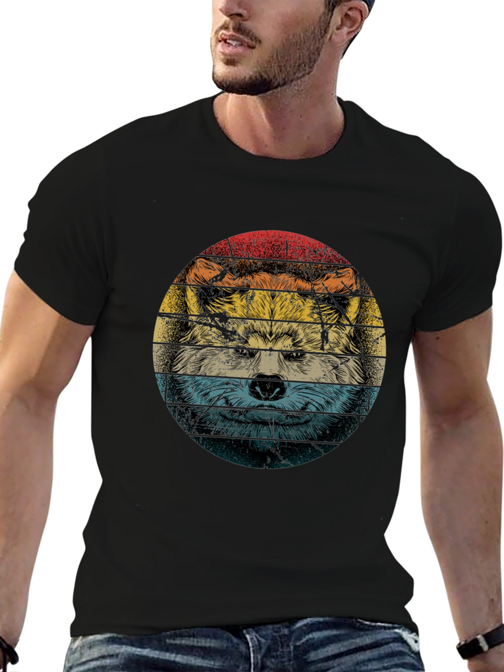 Retro Wolf Graphic T-Shirt - Cool Animal Tee