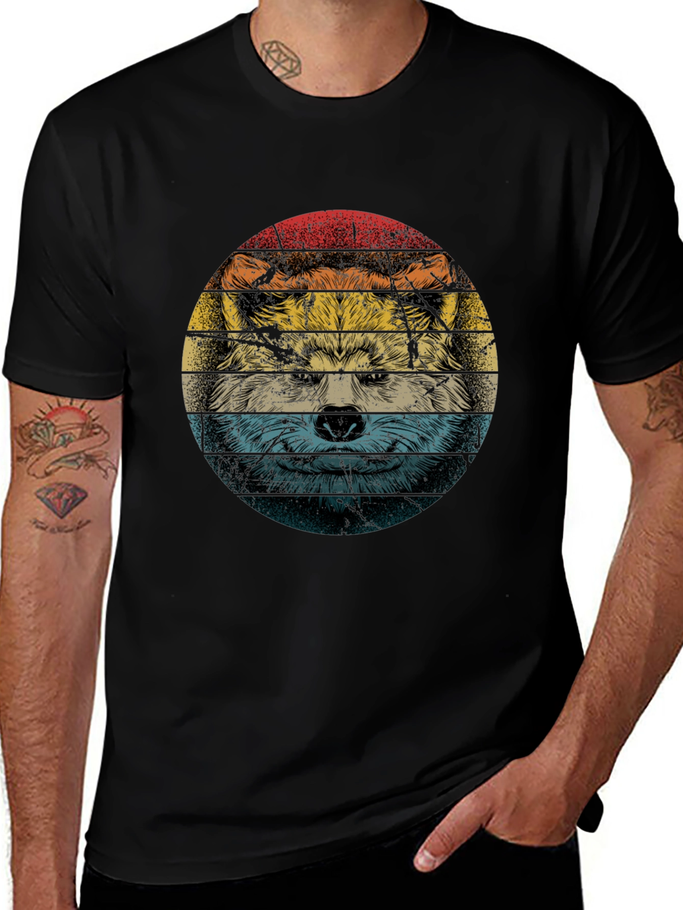 Retro Wolf Graphic T-Shirt - Cool Animal Tee