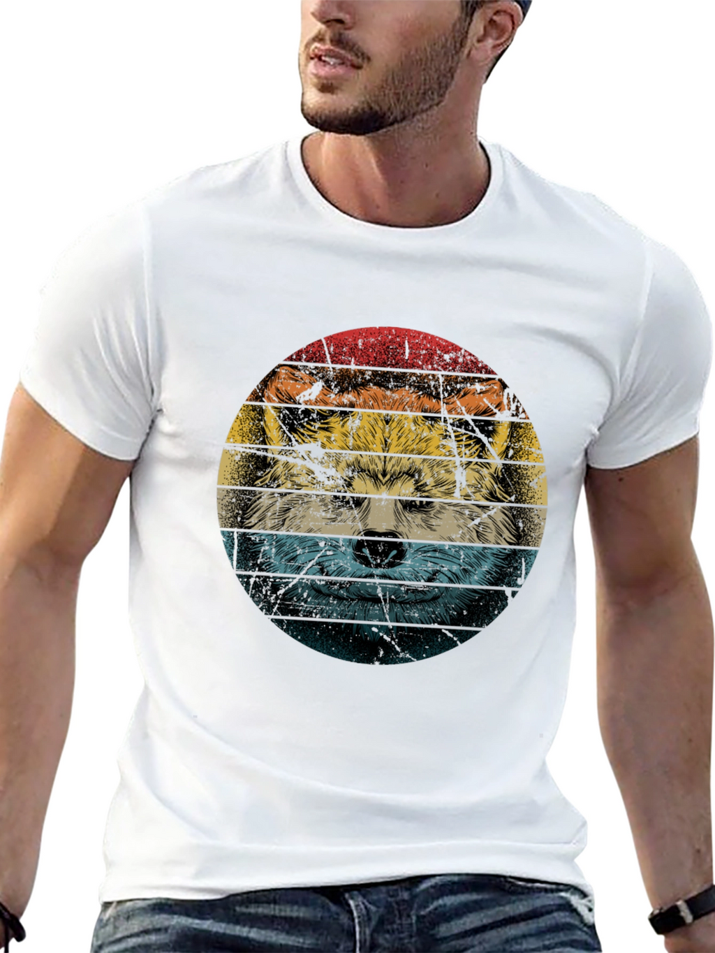 Retro Wolf Graphic T-Shirt - Cool Animal Tee