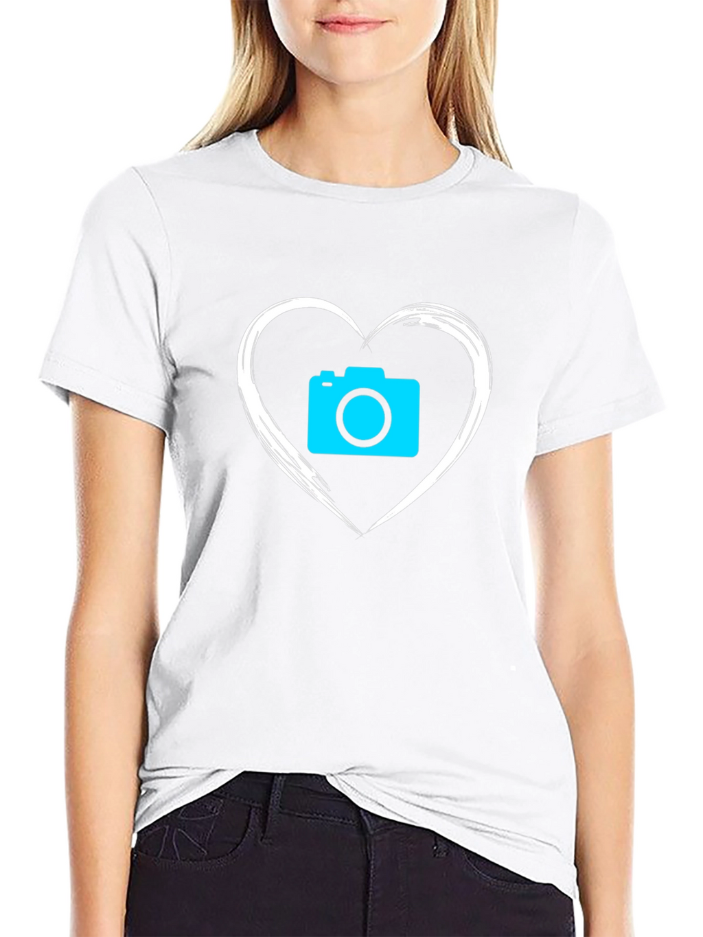 Camera Heart Graphic T-Shirt - Black