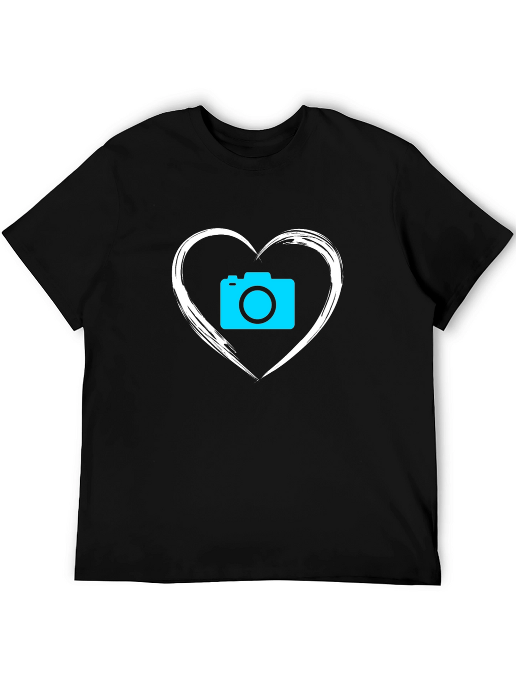 Camera Heart Graphic T-Shirt - Black