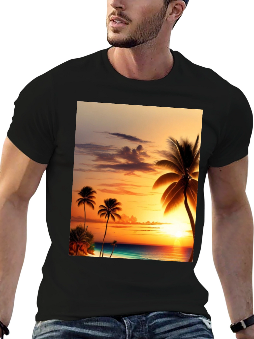 Tropical Sunset Graphic T-Shirt