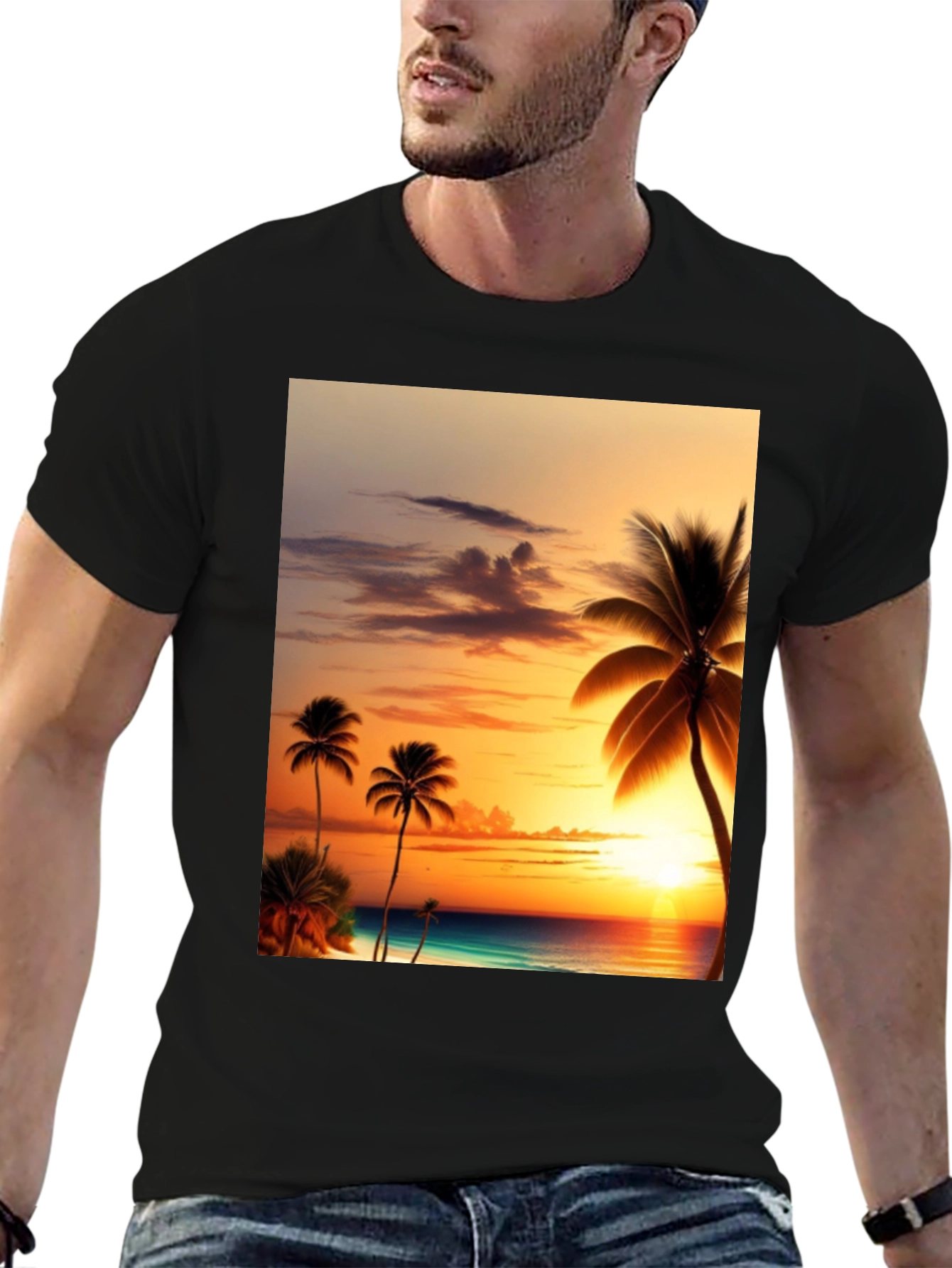 Tropical Sunset Graphic T-Shirt