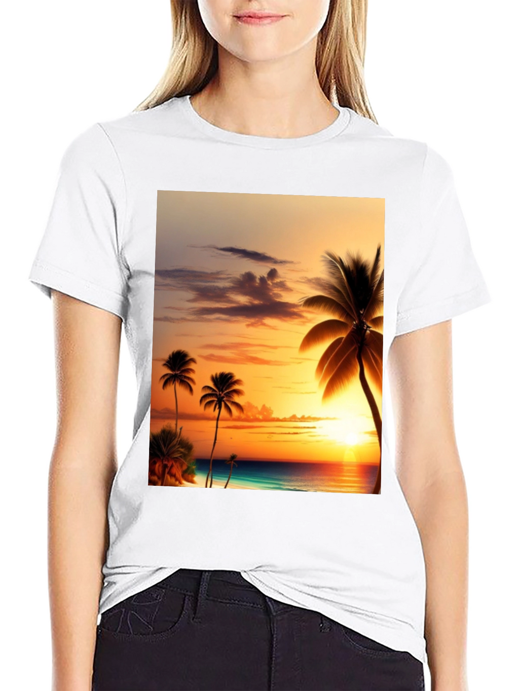 Tropical Sunset Graphic T-Shirt