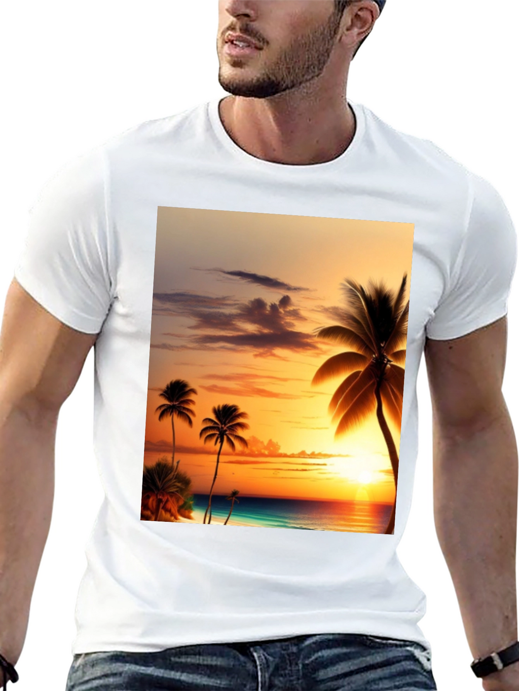 Tropical Sunset Graphic T-Shirt