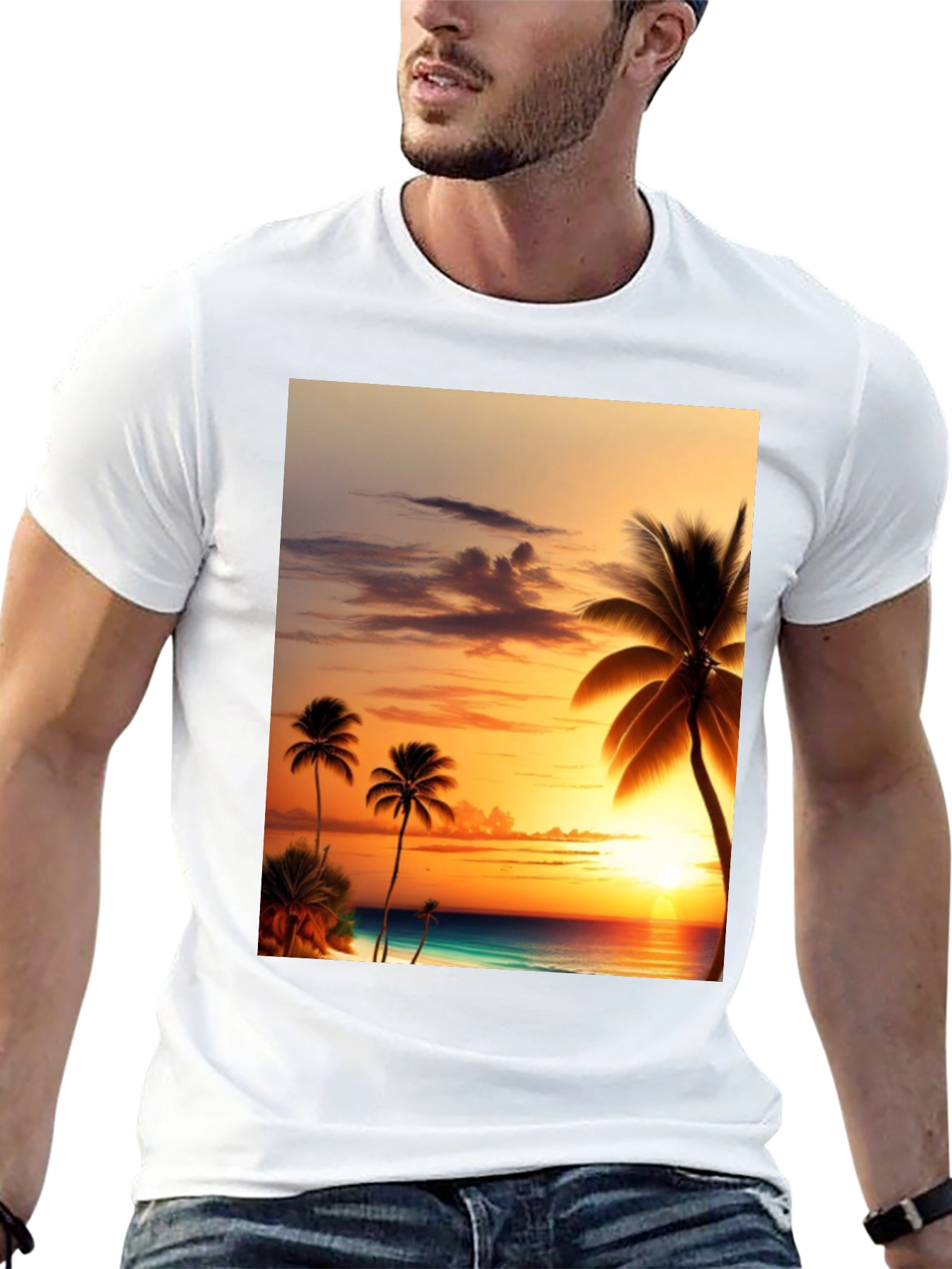 Tropical Sunset Graphic T-Shirt