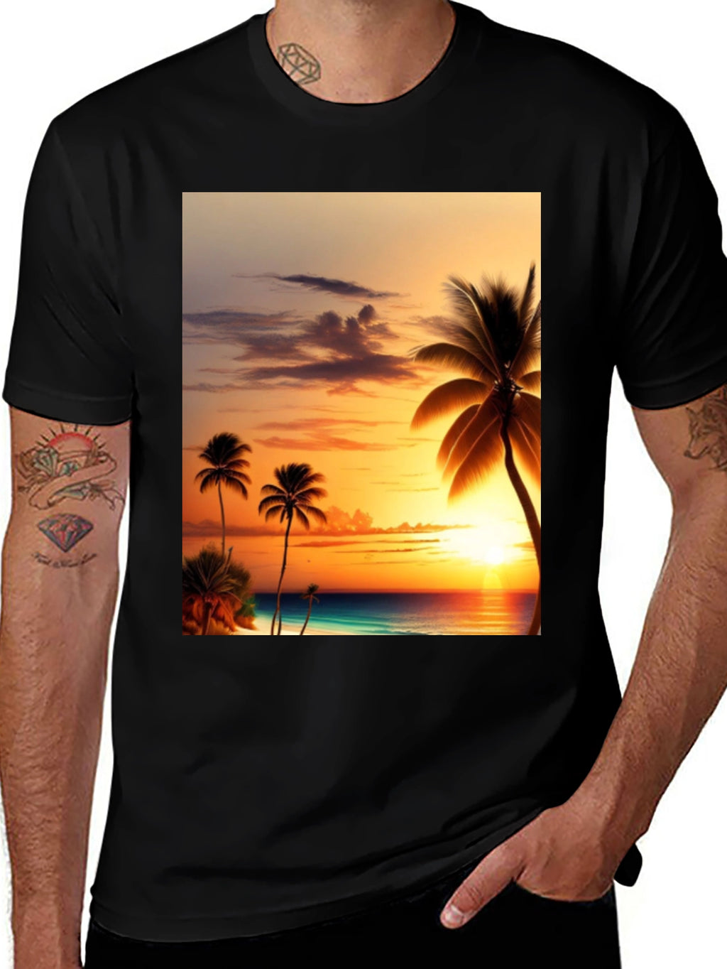 Tropical Sunset Graphic T-Shirt