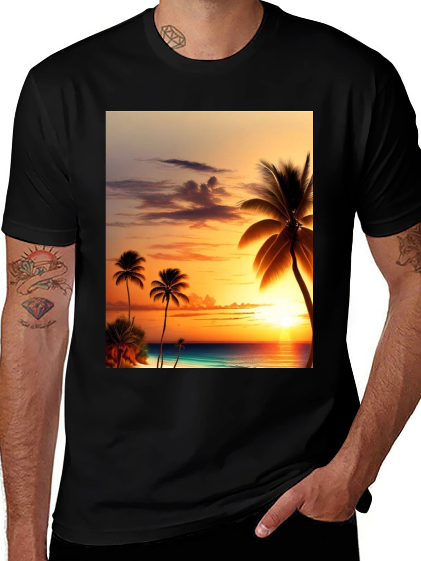 Tropical Sunset Graphic T-Shirt