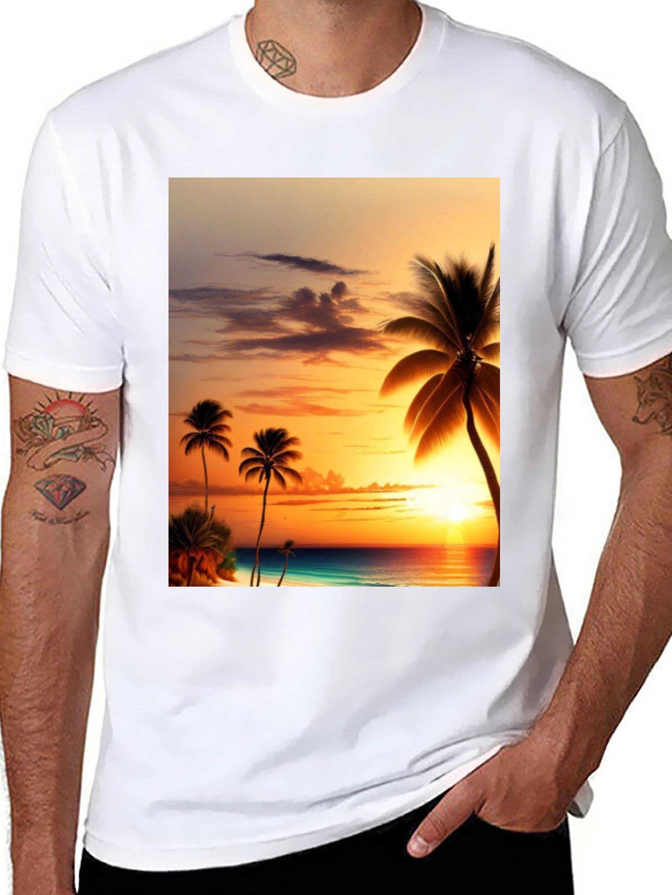 Tropical Sunset Graphic T-Shirt