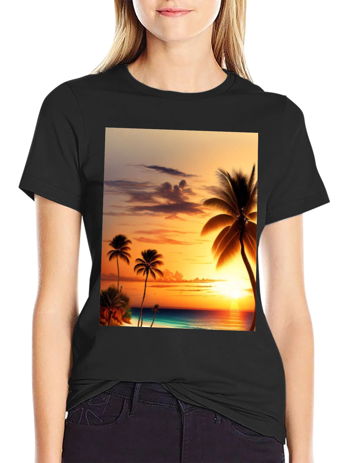 Tropical Sunset Graphic T-Shirt
