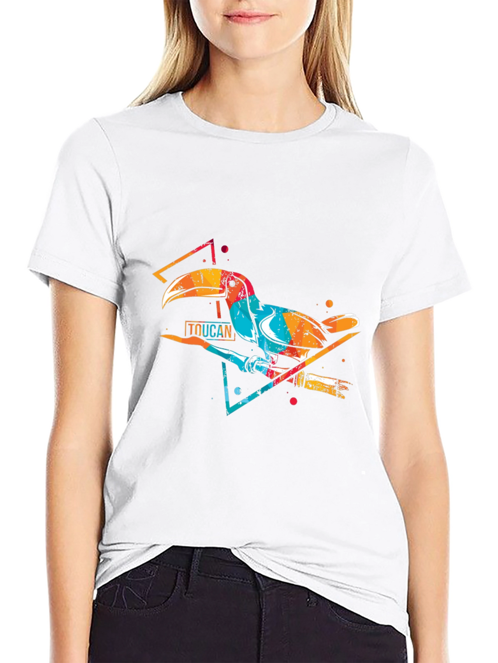 Vibrant Toucan Graphic Print Crew Neck T-Shirt