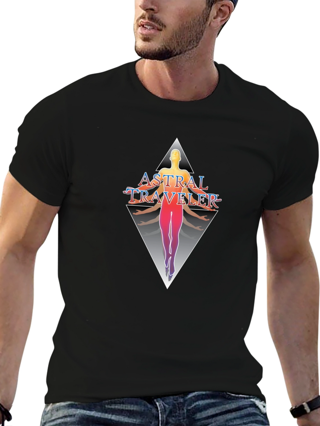 Astral Traveler Graphic Tee - Black Cotton