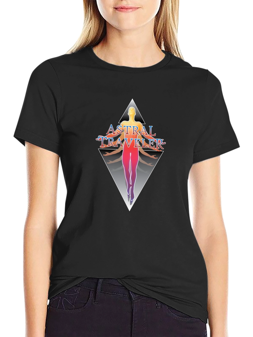 Astral Traveler Graphic Tee - Black Cotton