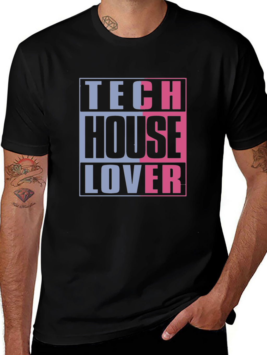 Tech House Lover Graphic T-Shirt - Black