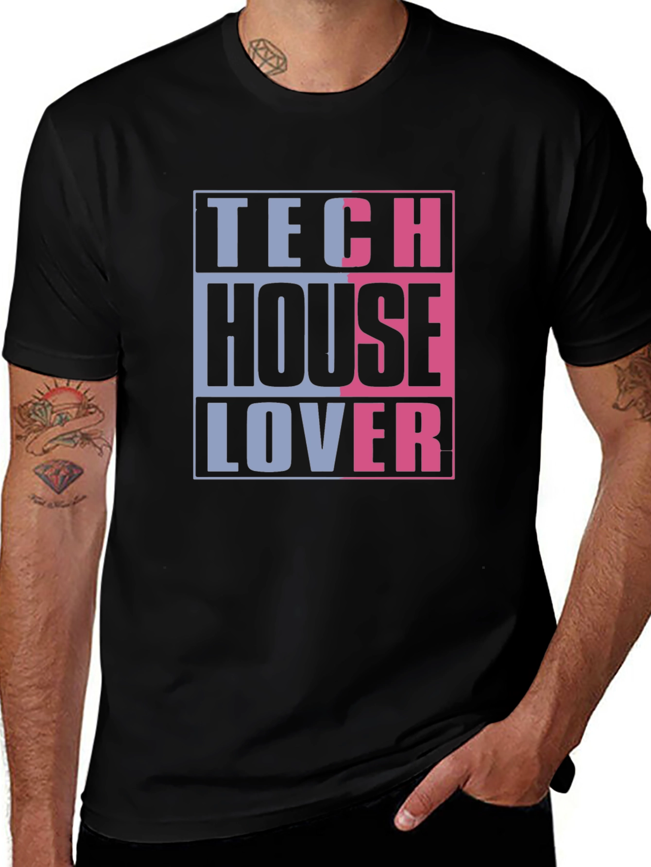 Tech House Lover Graphic T-Shirt - Black