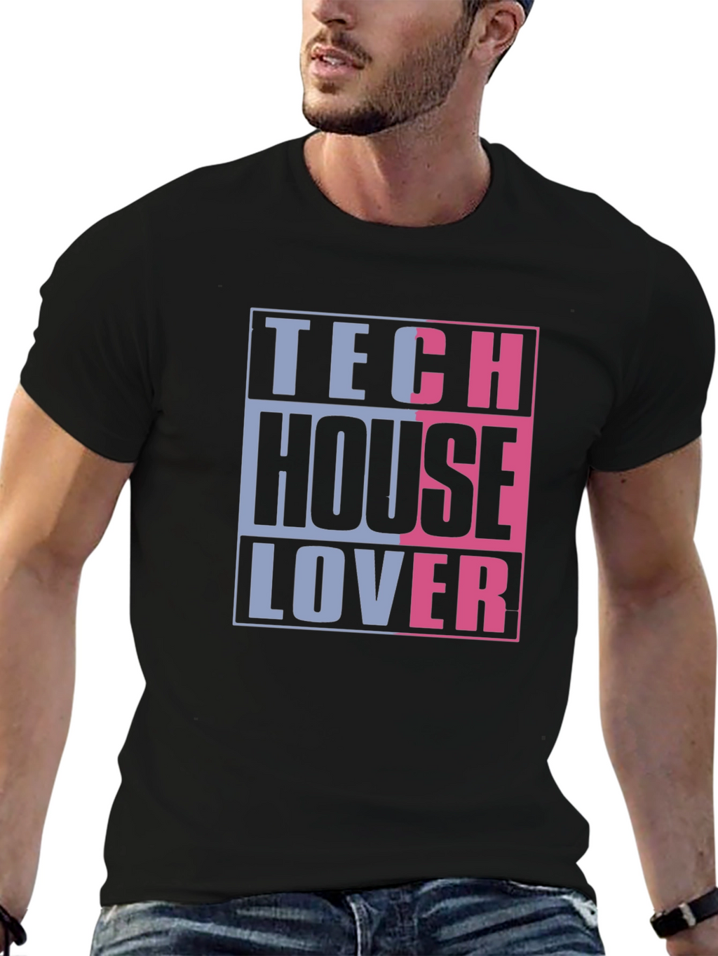Tech House Lover Graphic T-Shirt - Black
