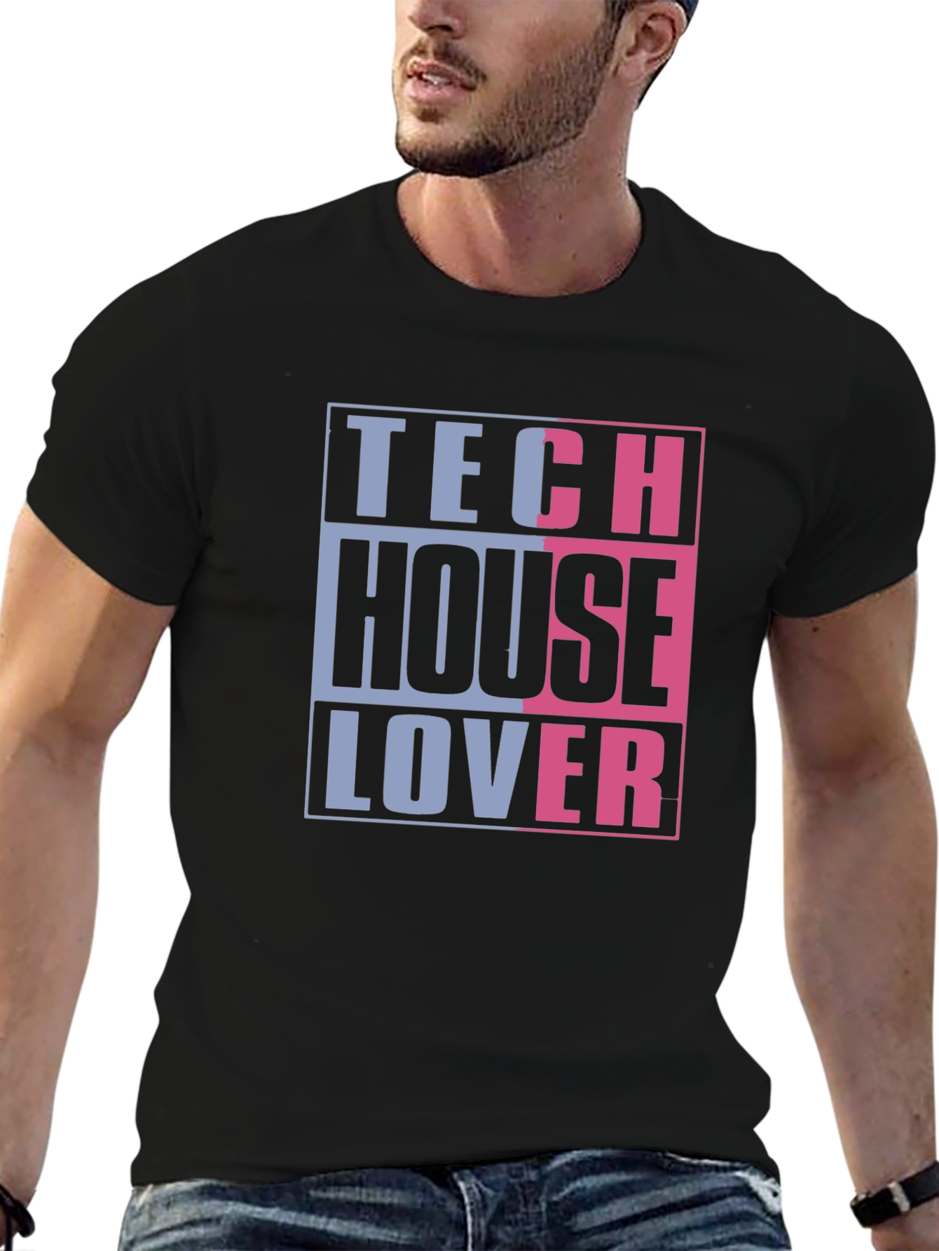 Tech House Lover Graphic T-Shirt - Black