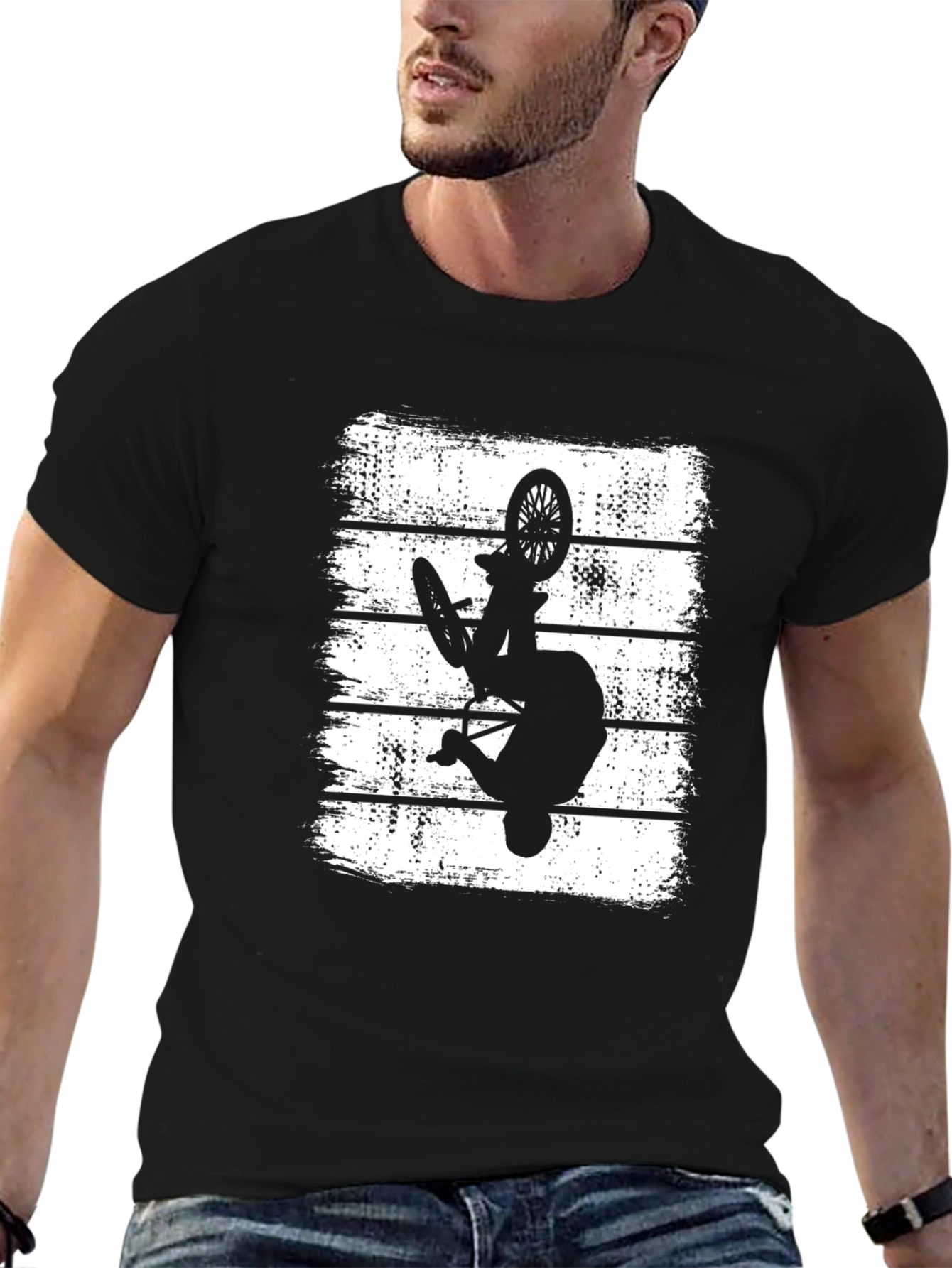 BMX Rider Silhouette Graphic Tee - Black