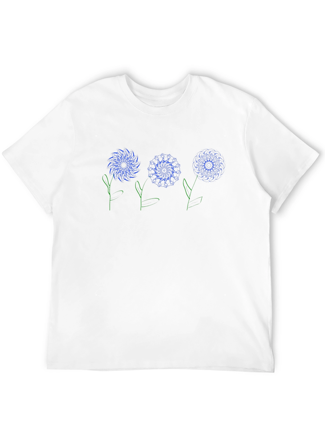 Blue Floral Graphic Print Black T-Shirt