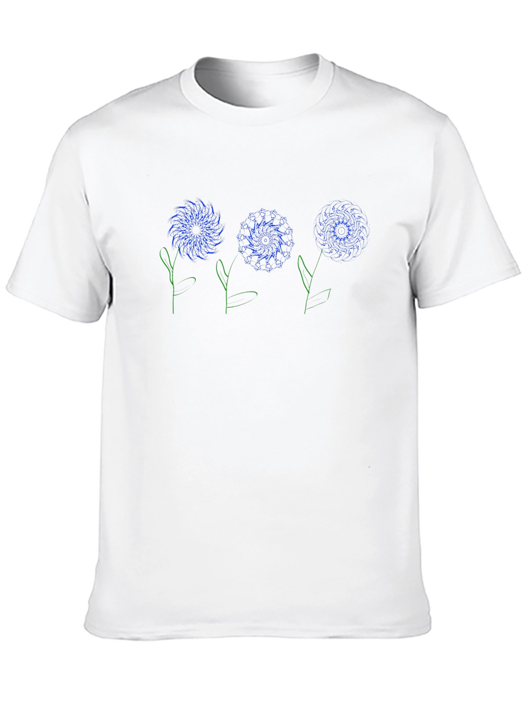 Blue Floral Graphic Print Black T-Shirt