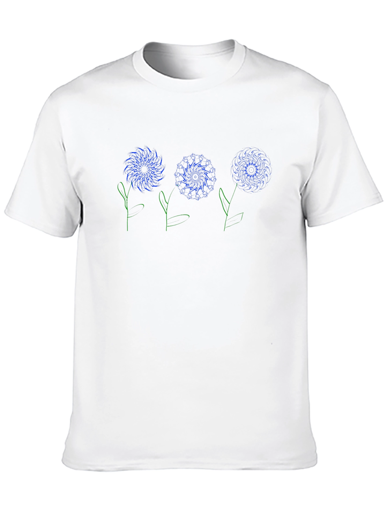 Blue Floral Graphic Print Black T-Shirt