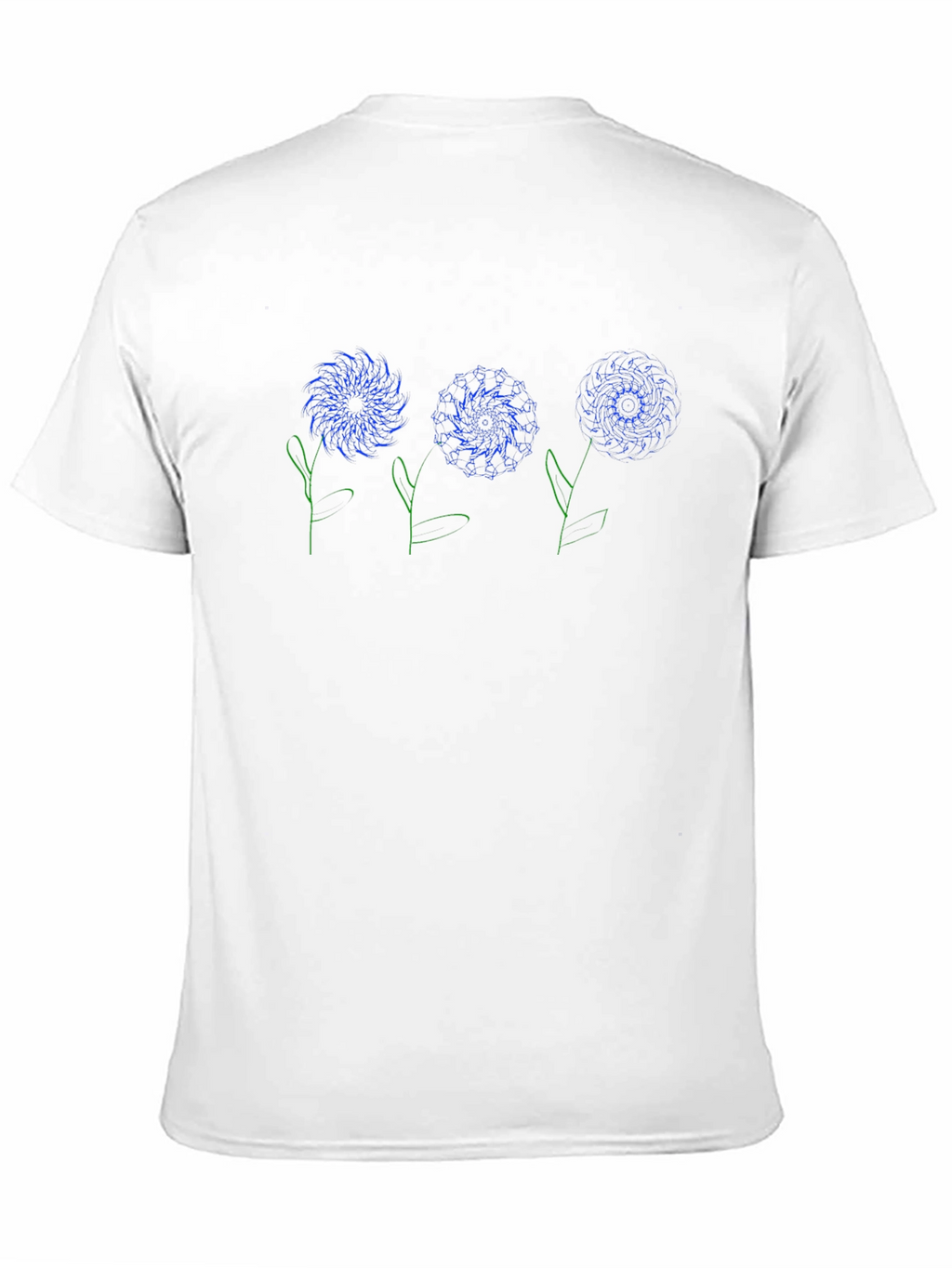 Blue Floral Graphic Print Black T-Shirt