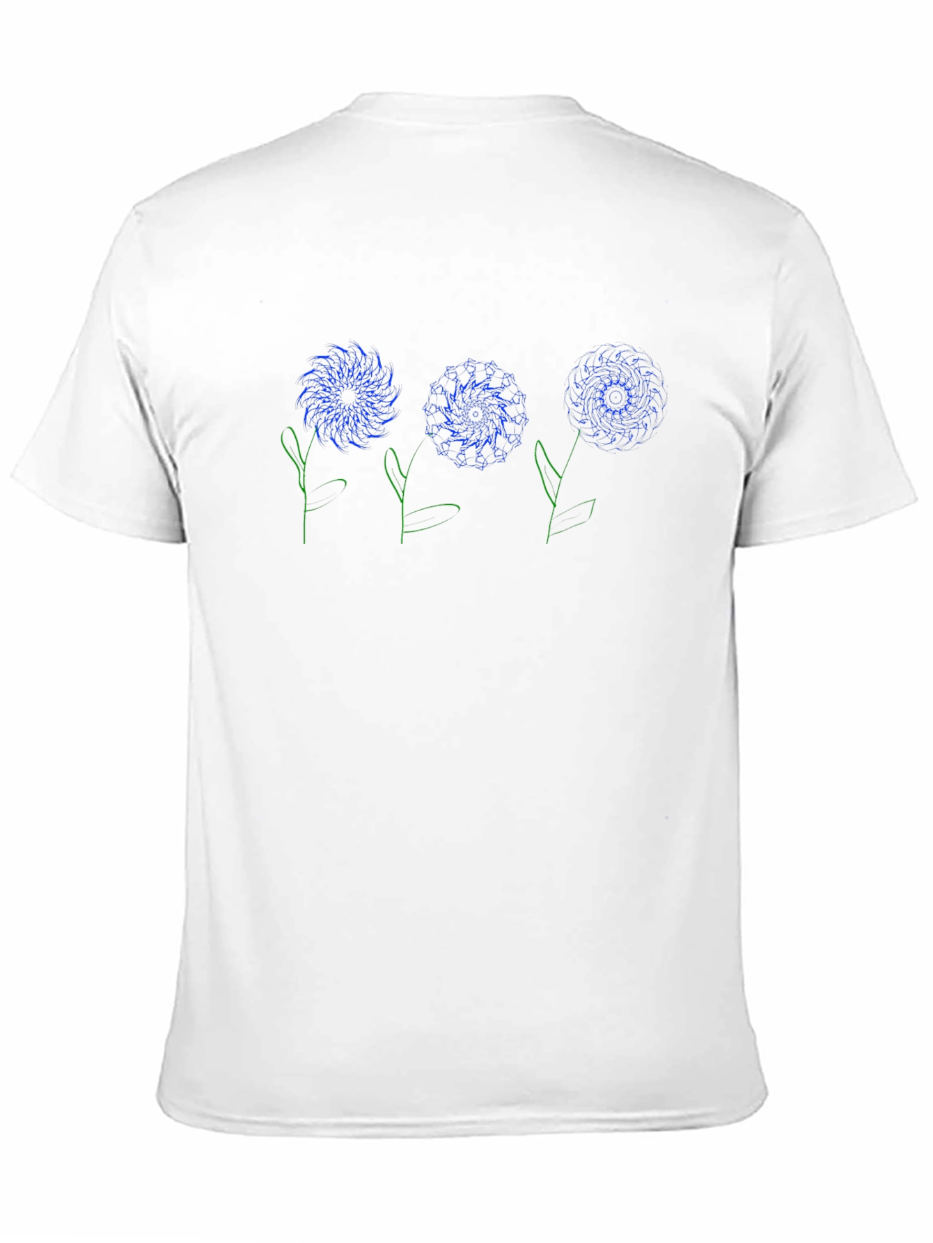 Blue Floral Graphic Print Black T-Shirt