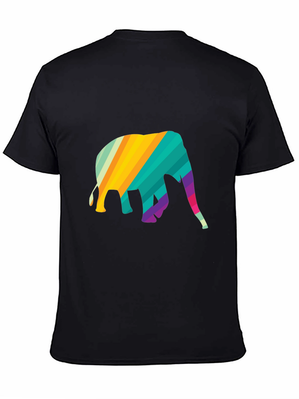 Rainbow Elephant Graphic Tee - Stylish Mens Black T-Shirt