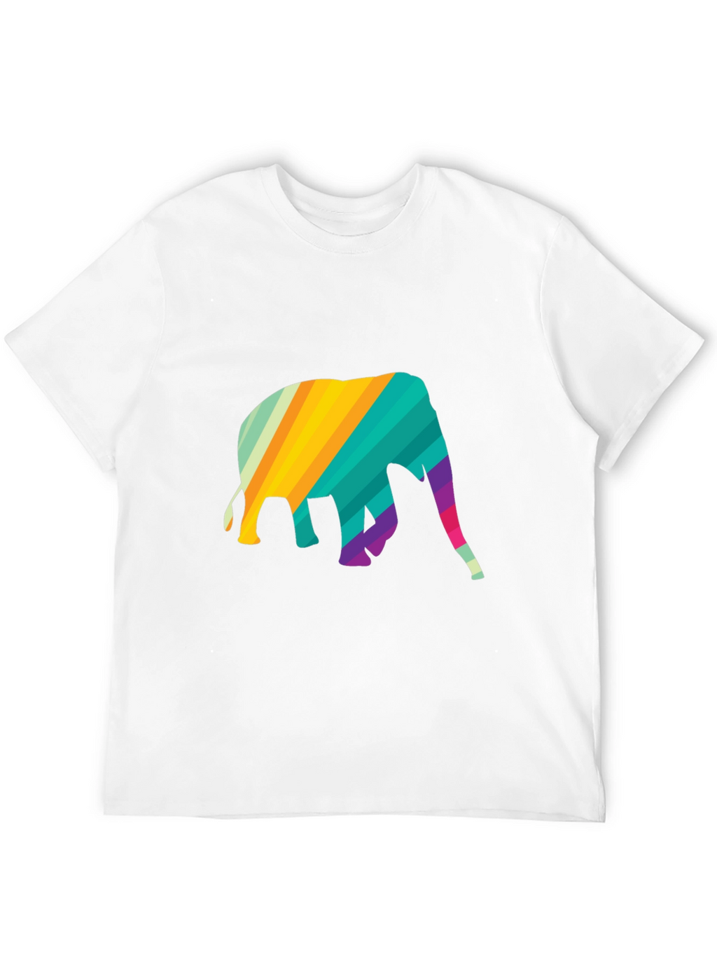 Rainbow Elephant Graphic Tee - Stylish Mens Black T-Shirt