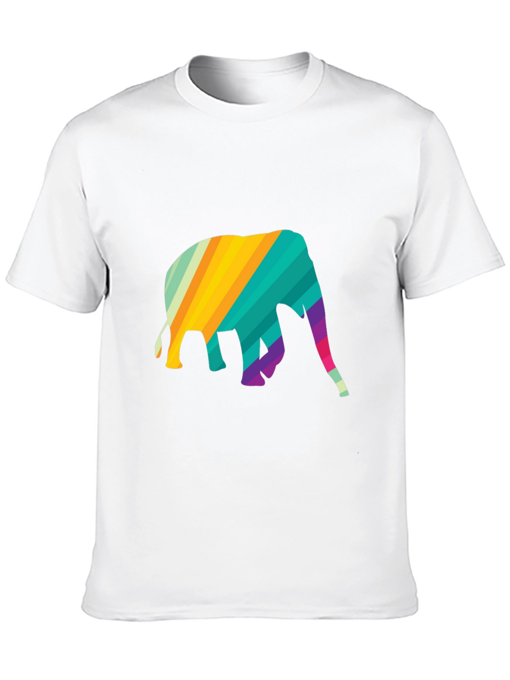 Rainbow Elephant Graphic Tee - Stylish Mens Black T-Shirt