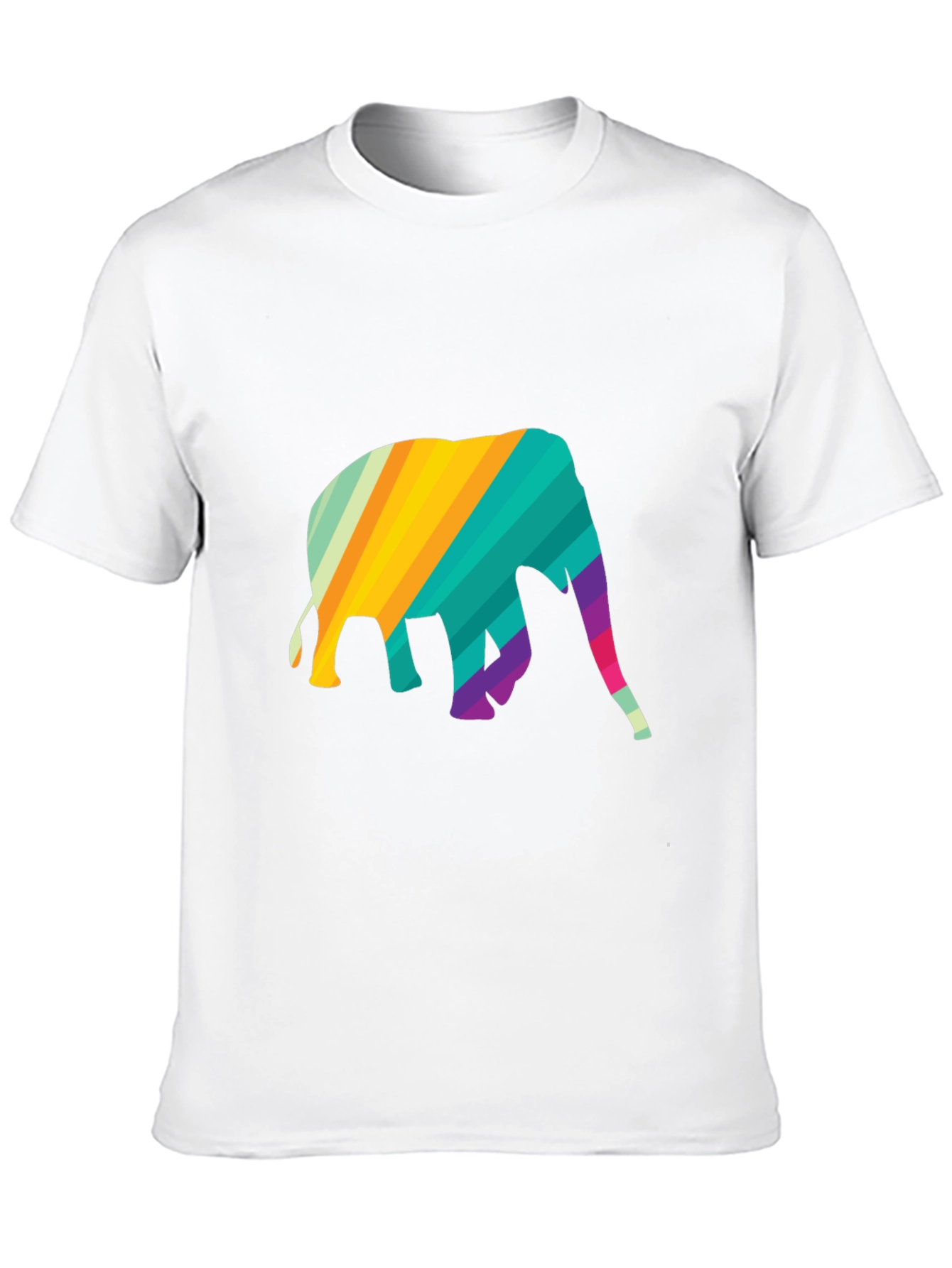 Rainbow Elephant Graphic Tee - Stylish Mens Black T-Shirt