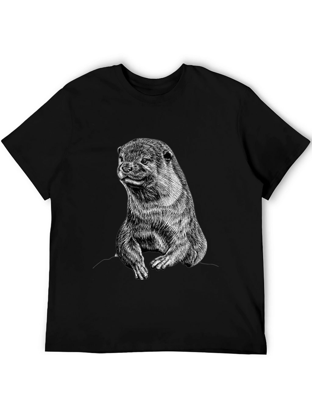 Otter Graphic Print Black T-Shirt