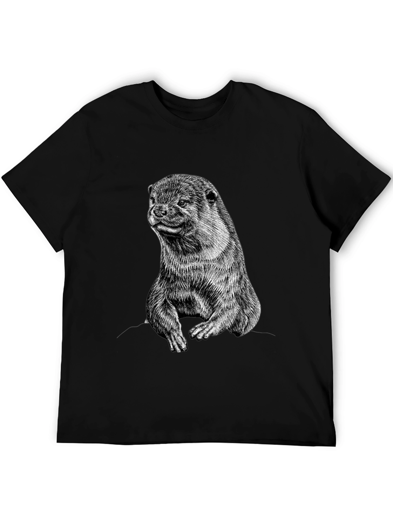 Otter Graphic Print Black T-Shirt