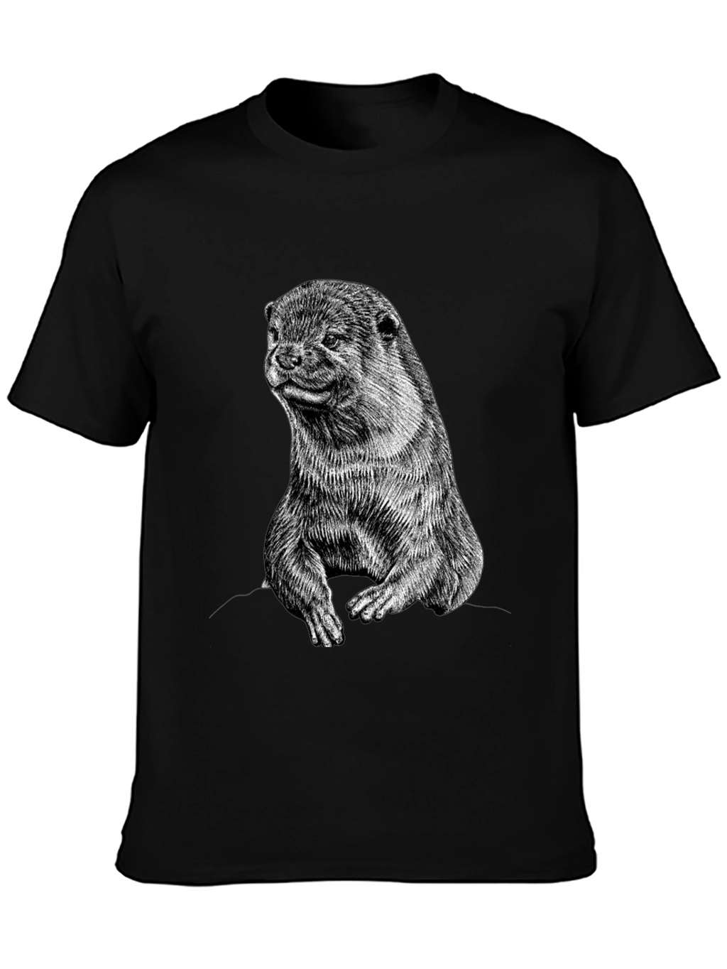 Otter Graphic Print Black T-Shirt