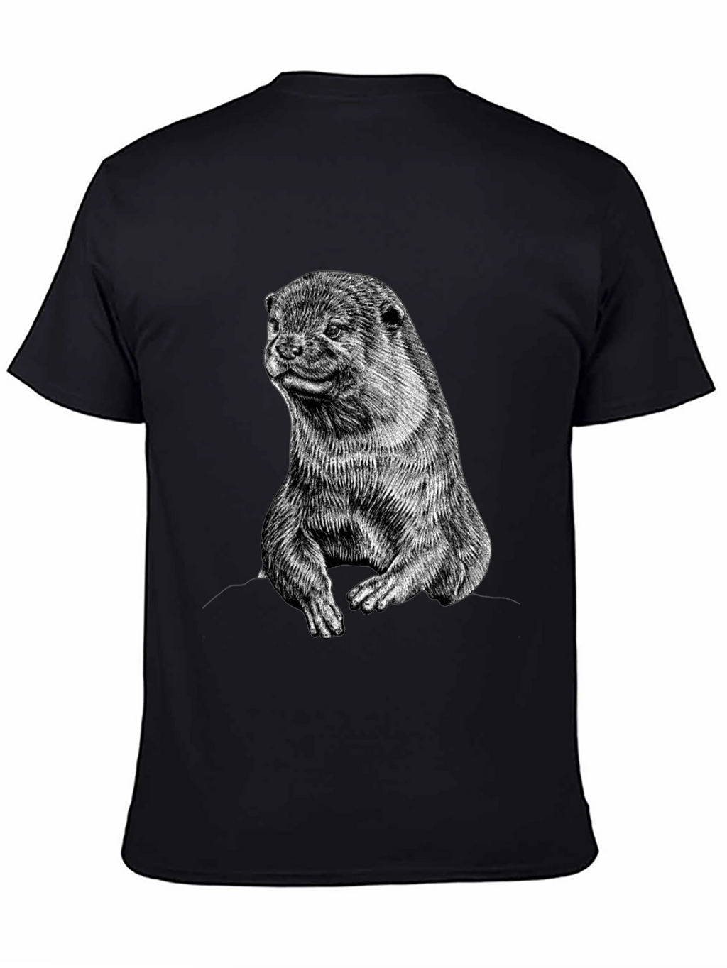 Otter Graphic Print Black T-Shirt