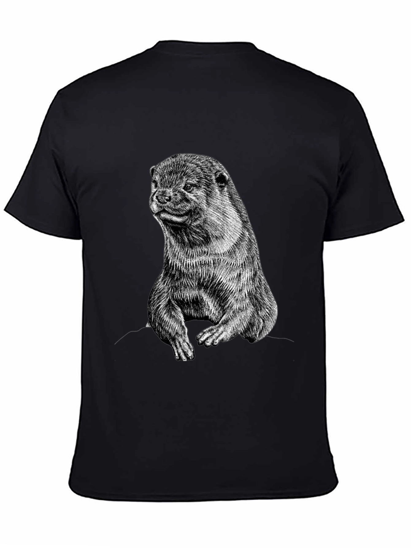 Otter Graphic Print Black T-Shirt
