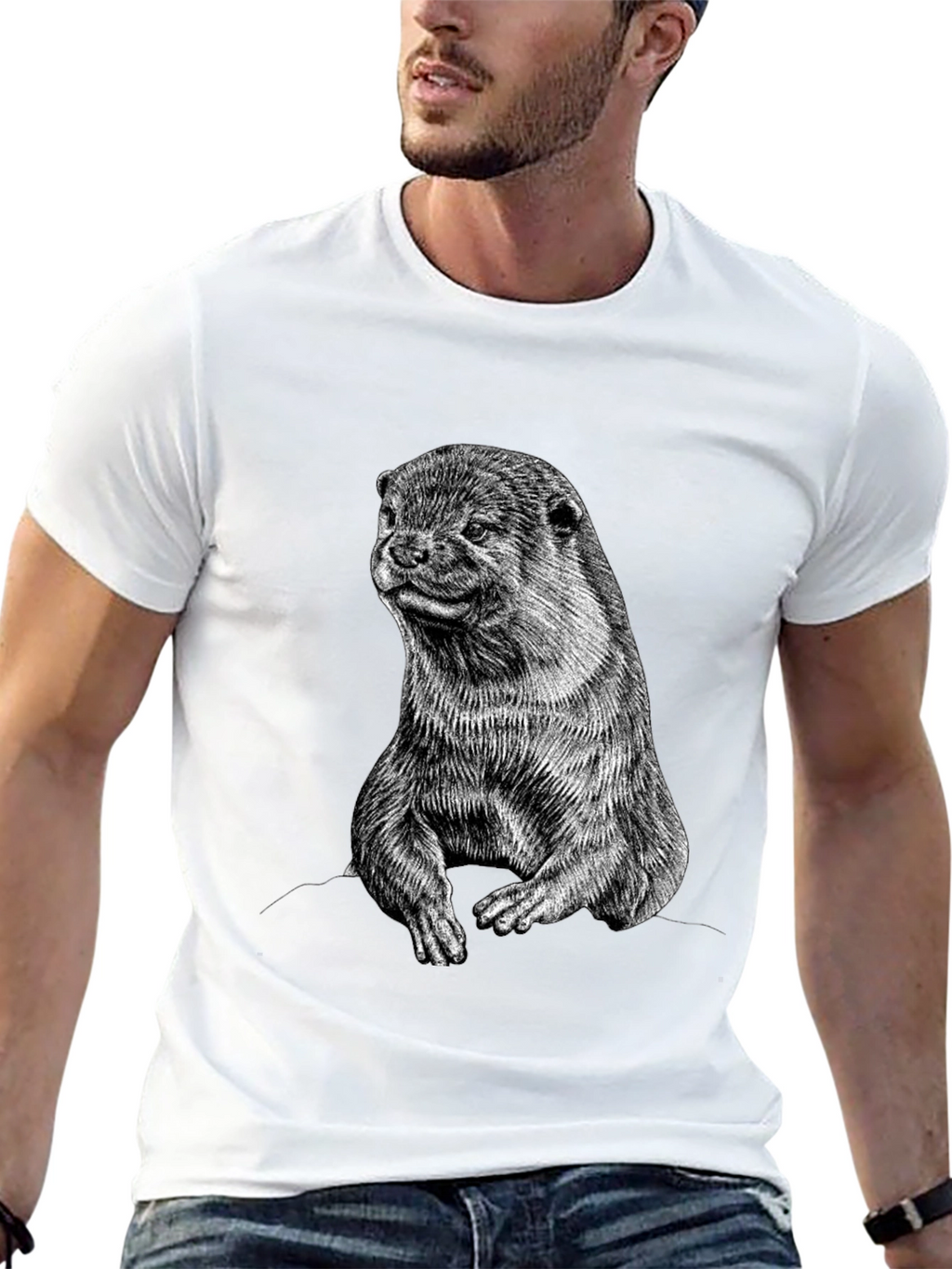 Otter Graphic Print Black T-Shirt