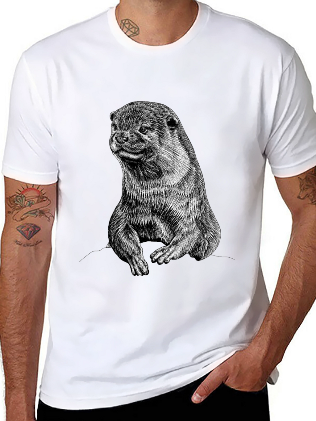 Otter Graphic Print Black T-Shirt