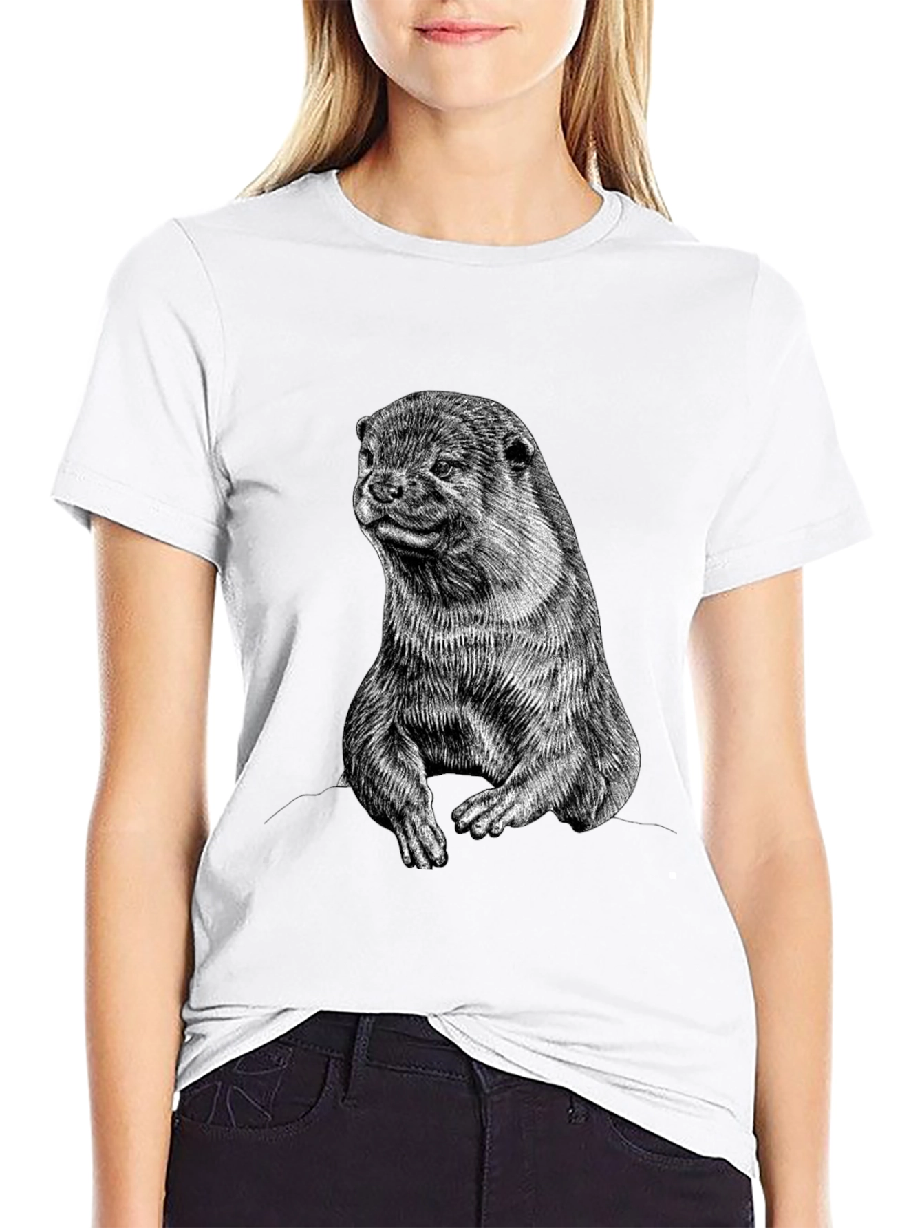 Otter Graphic Print Black T-Shirt
