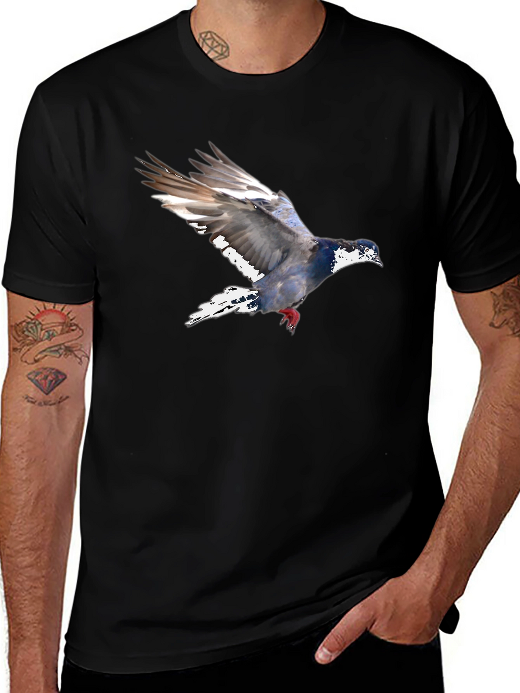 Pigeon Graphic Tee - Mens Black T-Shirt