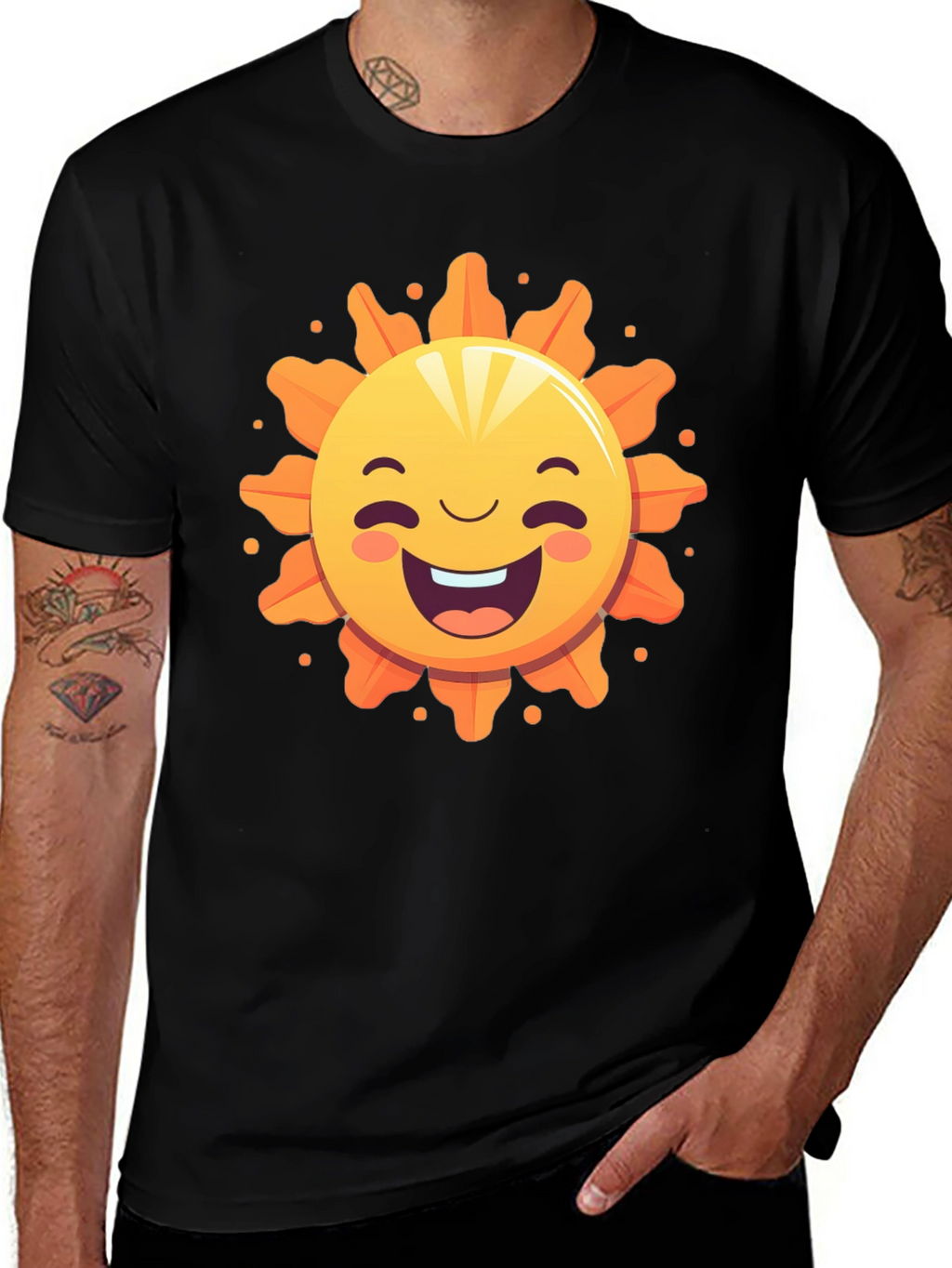 Happy Sunshine Graphic Tee - Black Cotton T-Shirt