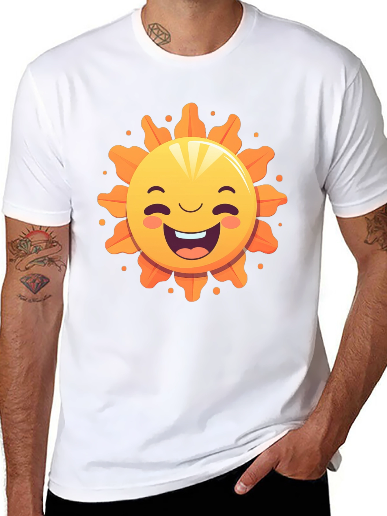 Happy Sunshine Graphic Tee - Black Cotton T-Shirt