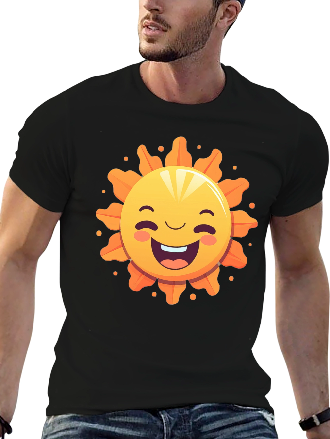 Happy Sunshine Graphic Tee - Black Cotton T-Shirt