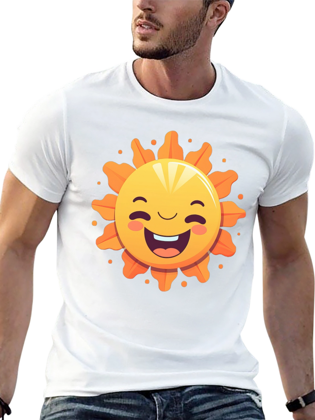 Happy Sunshine Graphic Tee - Black Cotton T-Shirt