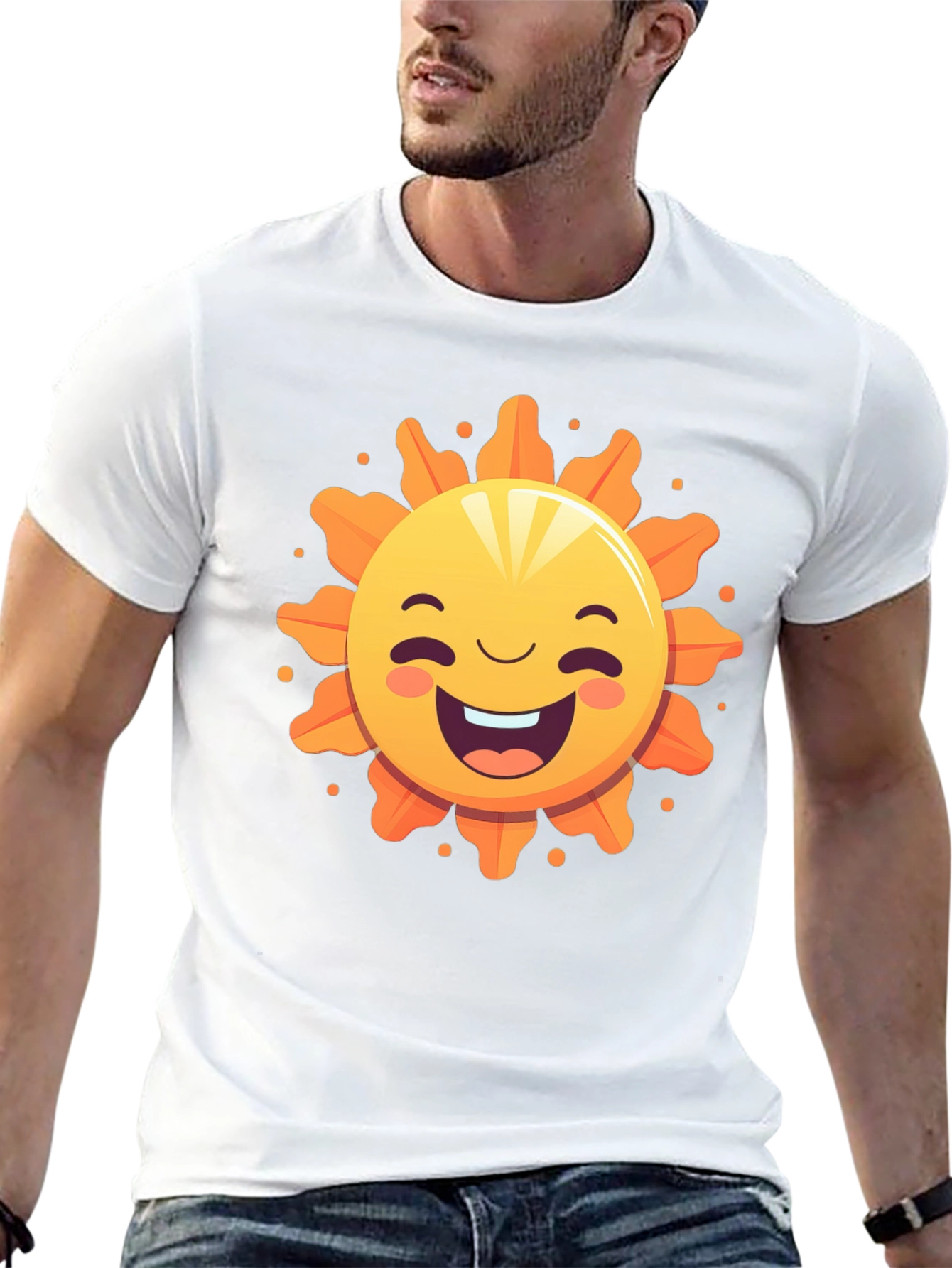 Happy Sunshine Graphic Tee - Black Cotton T-Shirt