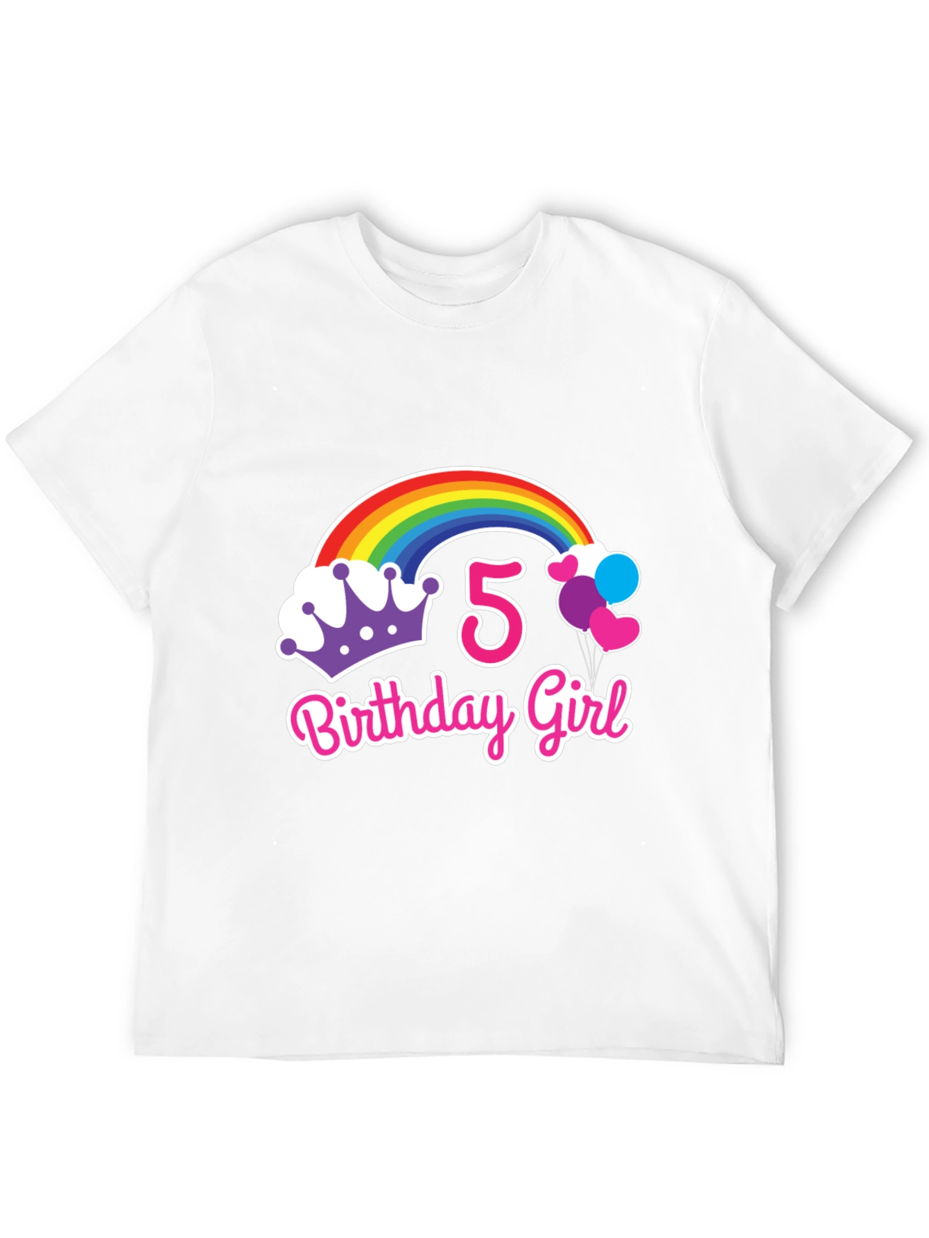 5th Birthday Girl Rainbow T-Shirt
