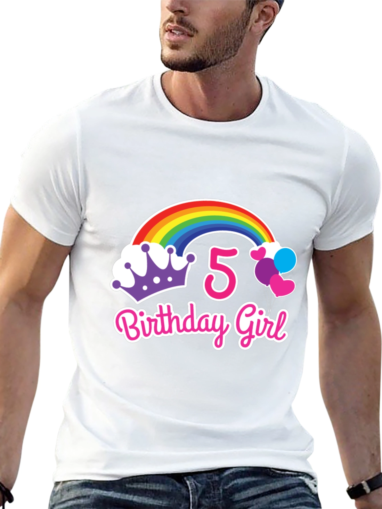 5th Birthday Girl Rainbow T-Shirt