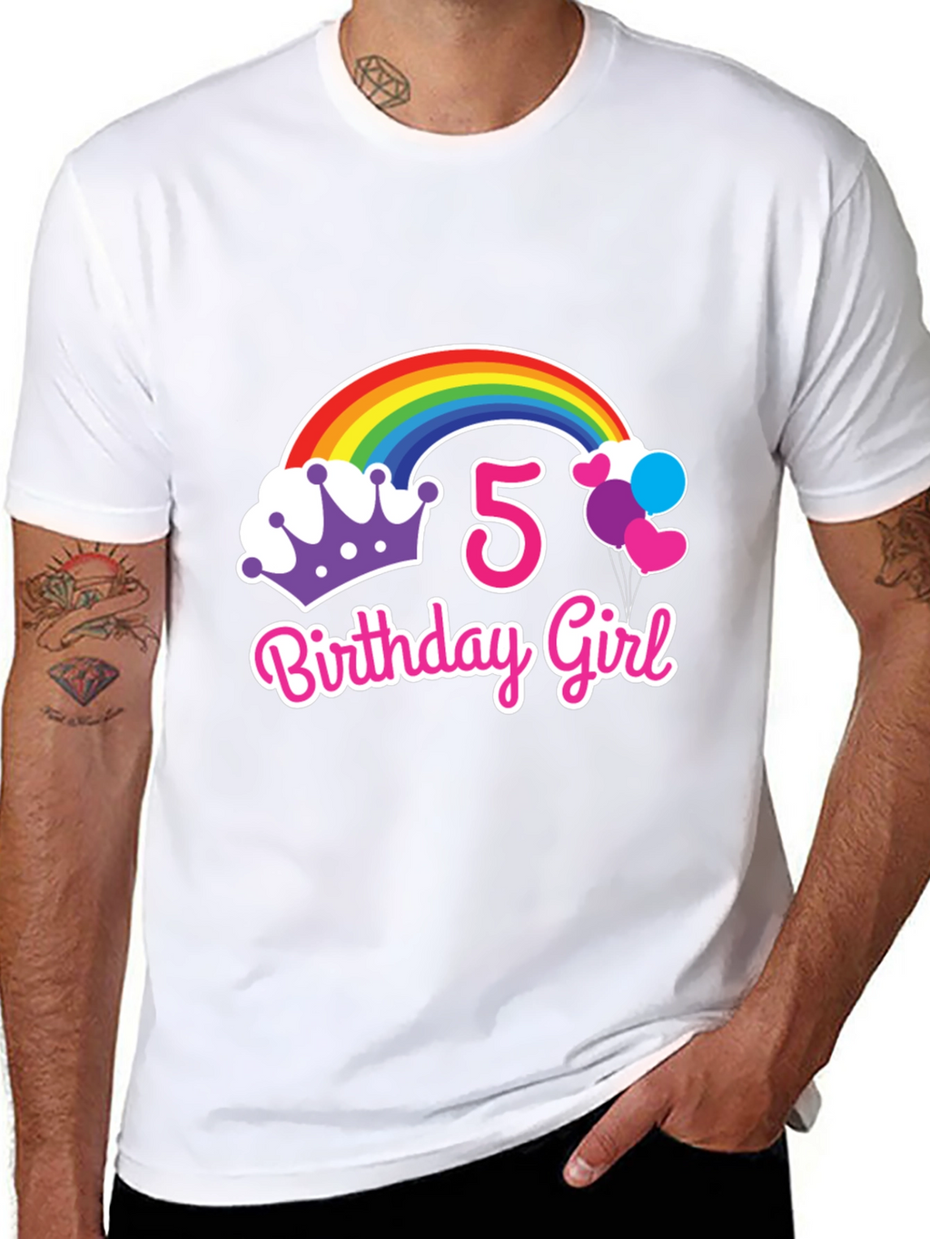 5th Birthday Girl Rainbow T-Shirt