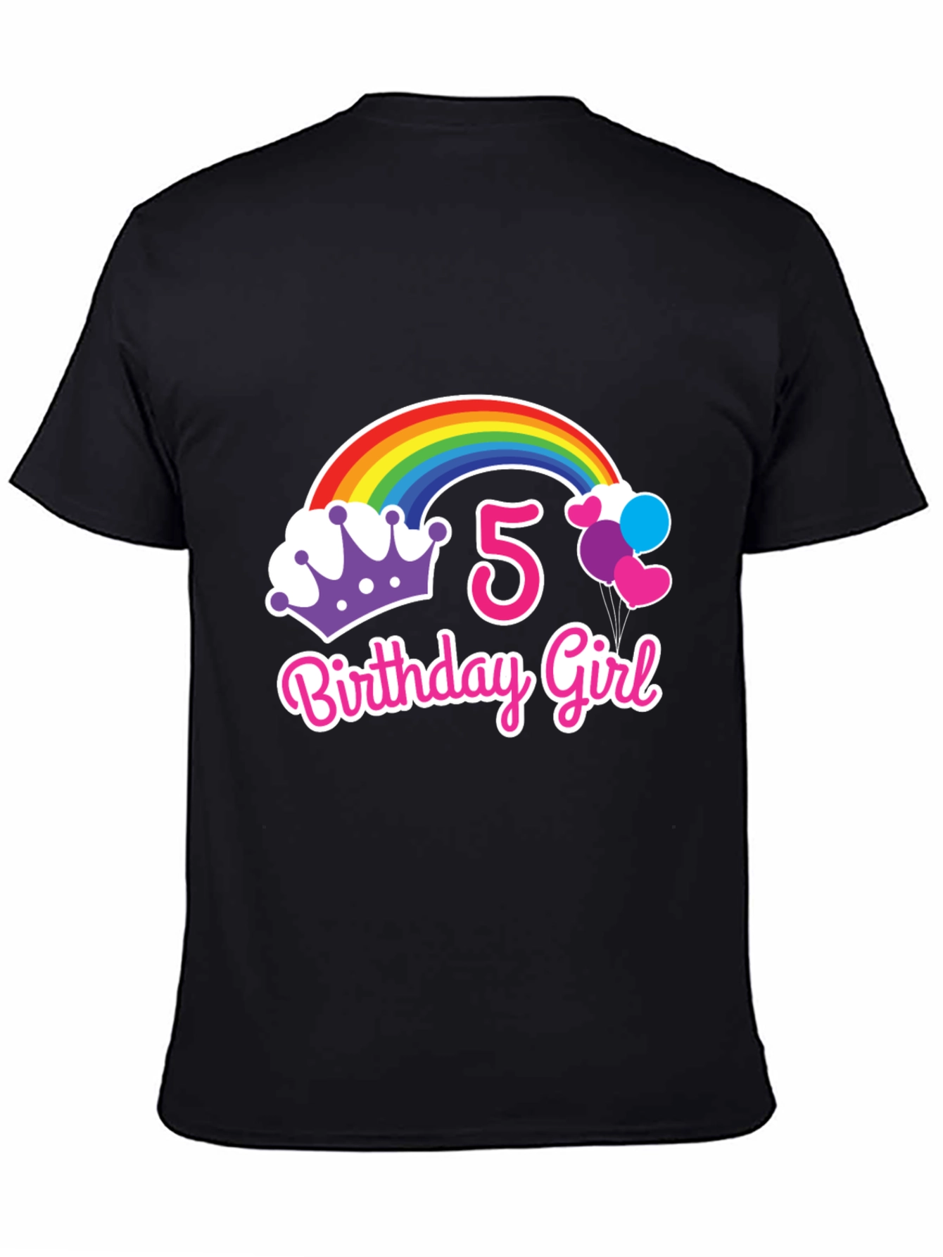 5th Birthday Girl Rainbow T-Shirt