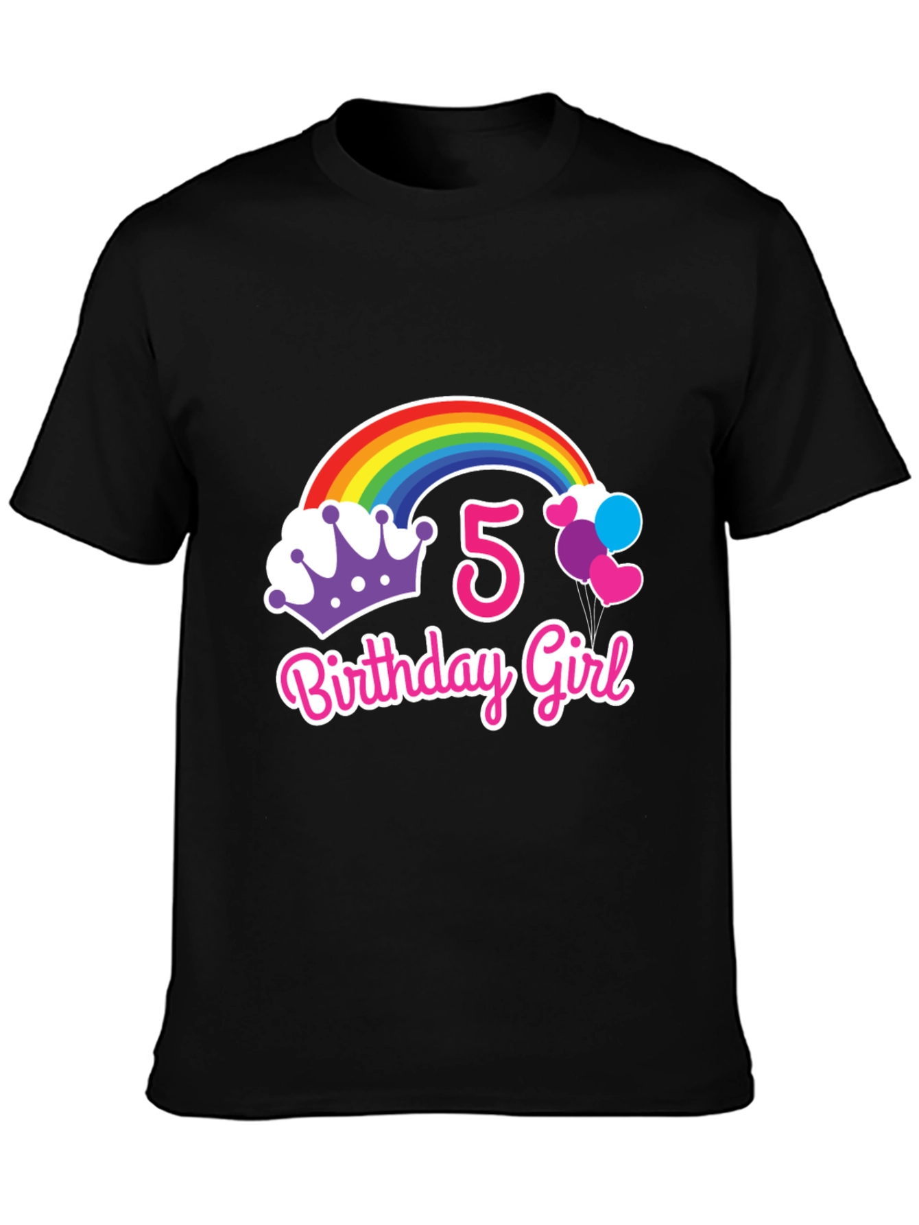 5th Birthday Girl Rainbow T-Shirt
